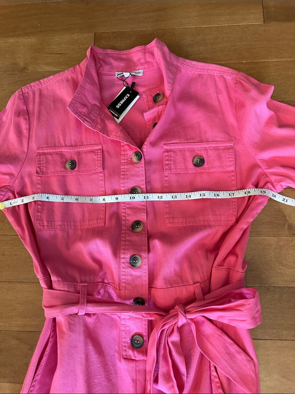 NWT Express x Rocky Barnes  Pink Utility Romper Long Sleeve Belted Size Medium - Picture 7 of 11